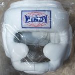 WINDY ウインデｨ 本革製 キックボクシング ヘッドギア ヘッドガード 白 Mサイズ